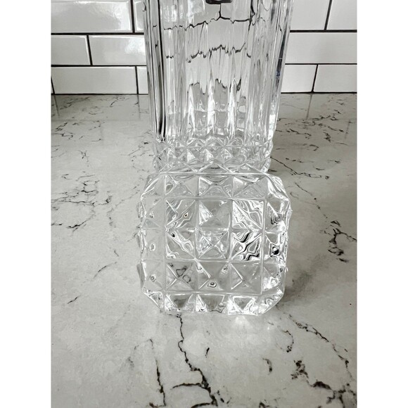 Vintage Clear Crystal Glass Square Decanter w/ Stopper Diamond Barware - Picture 3 of 5